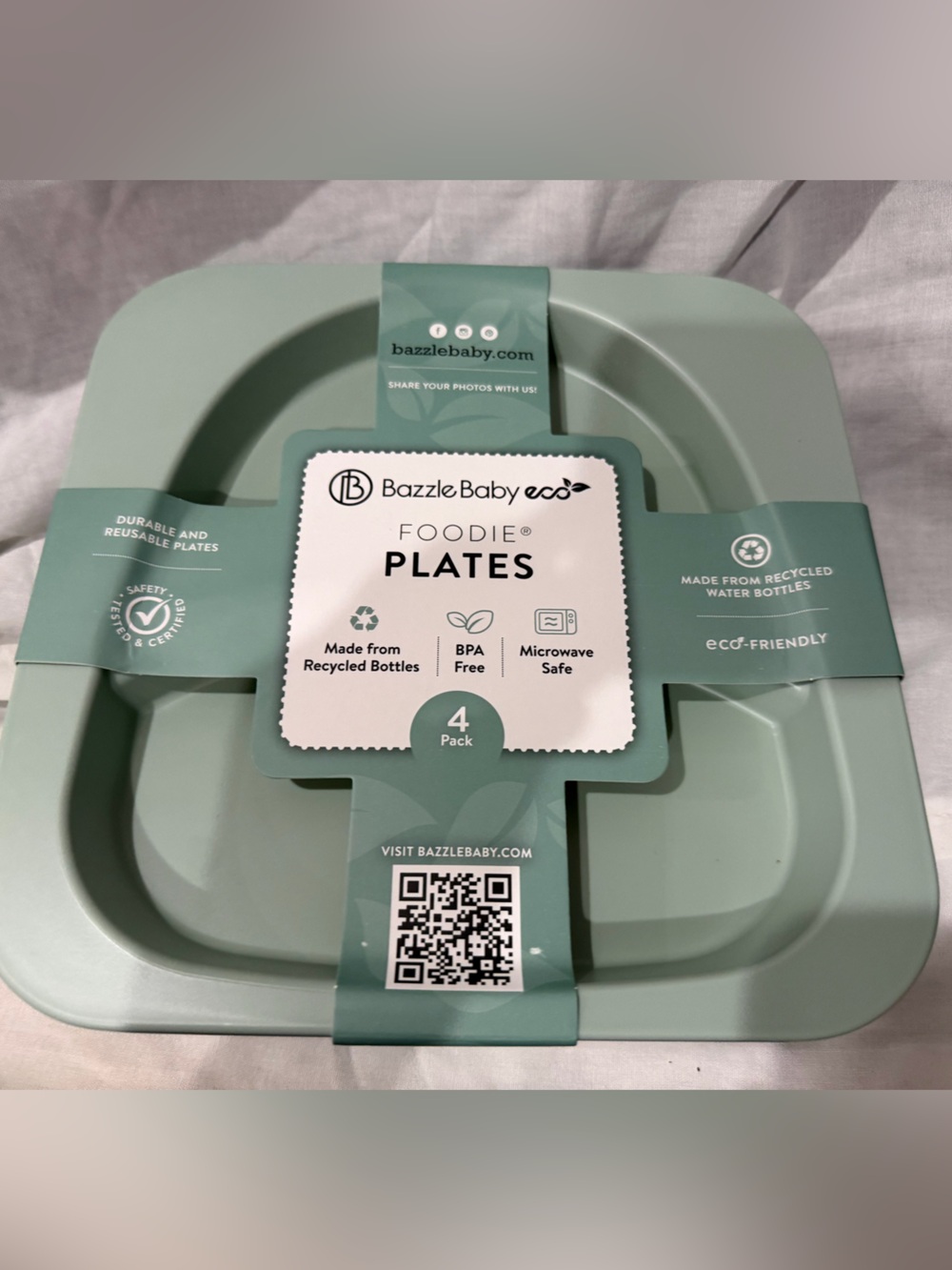 Bazzle Baby Foodie Plates - Sage Green (4 Pack)